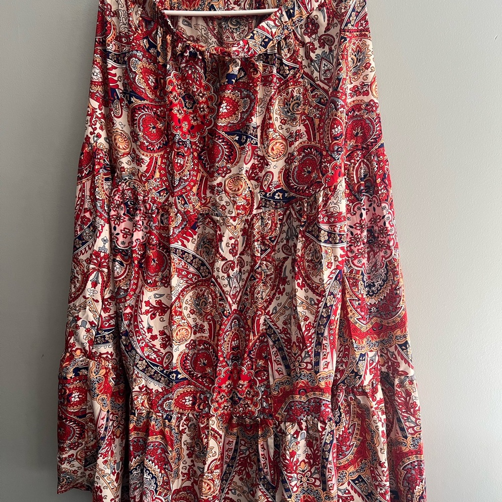 Paisley Red and White Women's Skirt